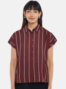 Annabelle by Pantaloons Women Red Striped Formal Shirt