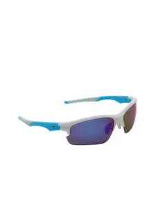 CHARLES LONDON Men Blue Lens & White Sports Sunglasses with UV Protected Lens
