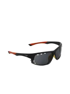 CHARLES LONDON Men Grey Lens & Black Sports Sunglasses with UV Protected Lens