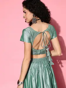 Shae by SASSAFRAS Green Solid Back Details Top