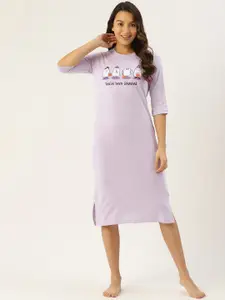DressBerry Conversational Printed Knitted T-shirt Nightdress