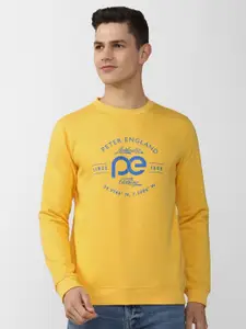 Peter England Casuals Men Yellow Printed Sweatshirt
