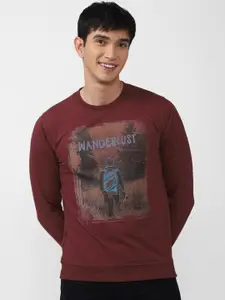 Peter England Casuals Men Maroon Printed Sweatshirt