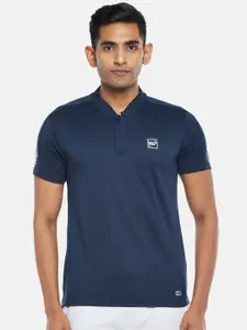 Ajile by Pantaloons Men Navy Blue Mandarin Collar T-shirt