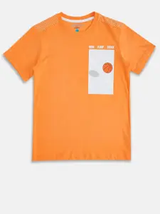Pantaloons Junior Boys Orange Printed T-shirt