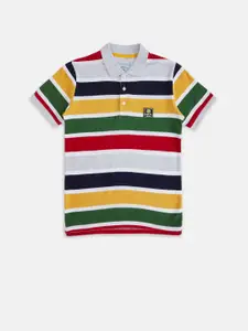 Pantaloons Junior Boys Multicoloured Striped Polo Collar T-shirt