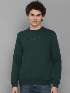 Allen Solly Men Green Solid Cotton Sweatshirt
