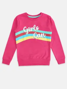 Pantaloons Junior Girls Fuchsia Printed Sweatshirt