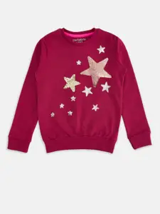 Pantaloons Junior Girls Maroon Printed Sweatshirt