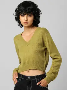 ONLY Women Green Crop Pullover