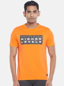 People Men Orange Typography Printed T-shirt