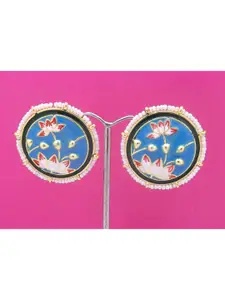FEMMIBELLA Women Blue Circular Studs Earrings