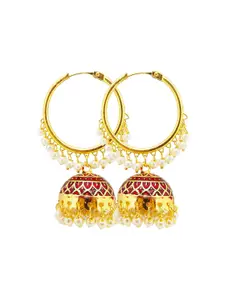 FEMMIBELLA Maroon Circular Jhumkas Earrings