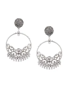 FEMMIBELLA Silver-Plated Contemporary Drop Earrings