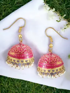 FEMMIBELLA Women Pink Geometric Jhumkas Earrings
