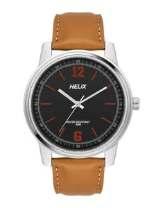 Helix By Timex Black Round Dial Analog Leather Men Watch - TW046HG00