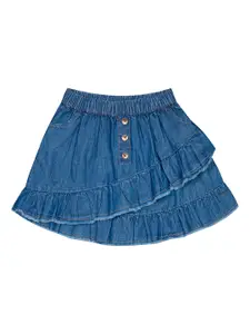 Budding Bees Infants Girls Blue Solid Midi Flared Skirts