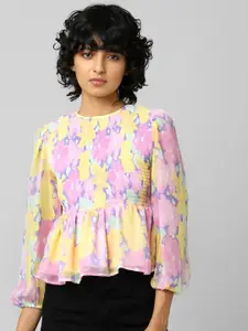 ONLY Yellow and Pink Floral Print Top