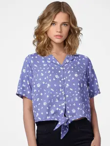 ONLY  Women Blue Floral Print Top