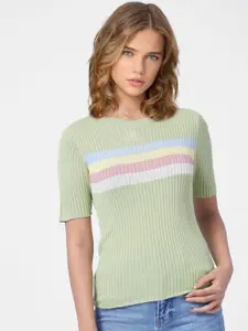 ONLY Women Green Striped Top