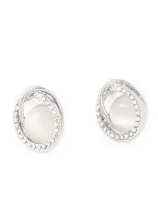 BELLEZIYA Silver-Toned Contemporary Studs Earrings