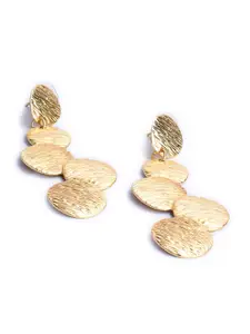 BELLEZIYA Gold-Toned Circular Gold-Plated Drop Earrings