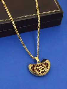 FEMMIBELLA Gold-Pated Gold Toned Om Pendant With Chain