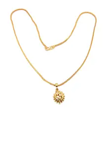 FEMMIBELLA Women Gold Plated Surya Om Pendant With Chain