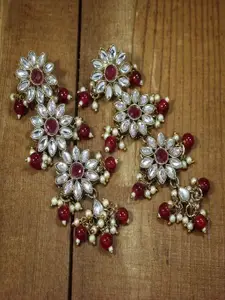 I Jewels Maroon & Red Classic Drop Earrings