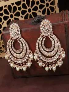 I Jewels Rose Gold & White Classic Chandbalis Earrings