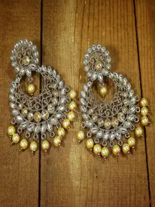 I Jewels White Classic Chandbalis Earrings