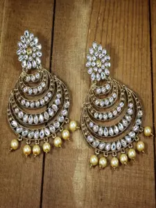 I Jewels Gold-Toned & Yellow Classic Chandbalis Earrings