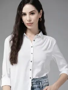 Roadster Women White Casual Shirt