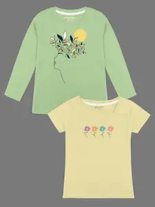 HELLCAT Girls Yellow Typography 2 Printed Bio Finish Applique T-shirt