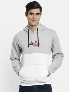 Octave Men Grey Colourblocked Hooded Sweatshirt