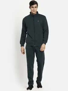 Octave Men Mountain Green Solid Tracksuit