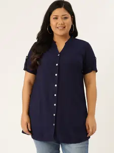theRebelinme Women Navy Blue Casual Shirt