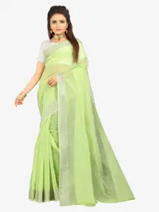 Indian Fashionista Sea Green Zari Silk Cotton  Mysore Silk Saree