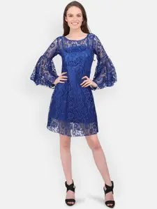 MARC LOUIS Women Blue Net Dress