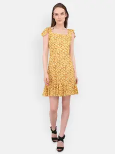 MARC LOUIS Yellow Floral Mini Dress