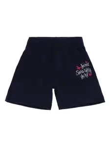 DYCA Girls Navy Blue Printed Solid Shorts