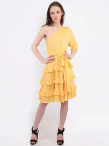 MARC LOUIS Yellow Rayon Crepe Dress