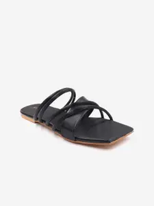 Gibelle Women Black Open Toe Flats