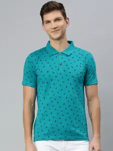 Kryptic Men Green Printed Polo Collar T-shirt