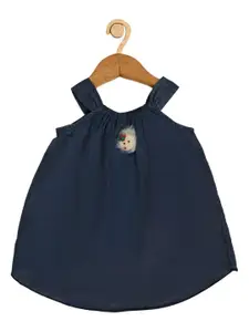 Creative Kids Navy Blue Denim Shoulder-Strap A-Line Dress