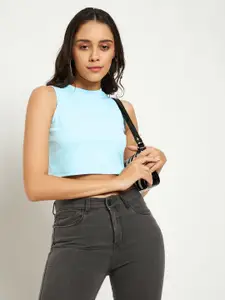 Uptownie Lite Stretchable High Neck Sleeveless Crop Top