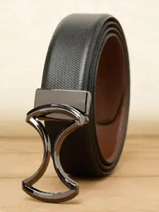 Teakwood Leathers Men Black Textured Leather Belt