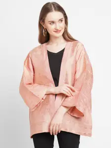 Cloth Haus India Women Pink Cotton Horse Design Brocade Kimono Jacket