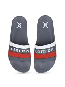 Carlton London Carlton London Men Grey & Red Printed Sliders