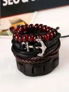 UNIVERSITY TRENDZ Men 4 Brown & Black Leather Multistrand Bracelet